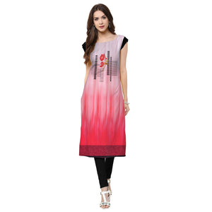 Engrossing Pink Colored Casual Printed Crepe Kurti - Peachmode