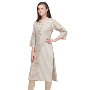 Entrancing Light Beige Colored Casual Wear Pure Cotton Kurti - Peachmode
