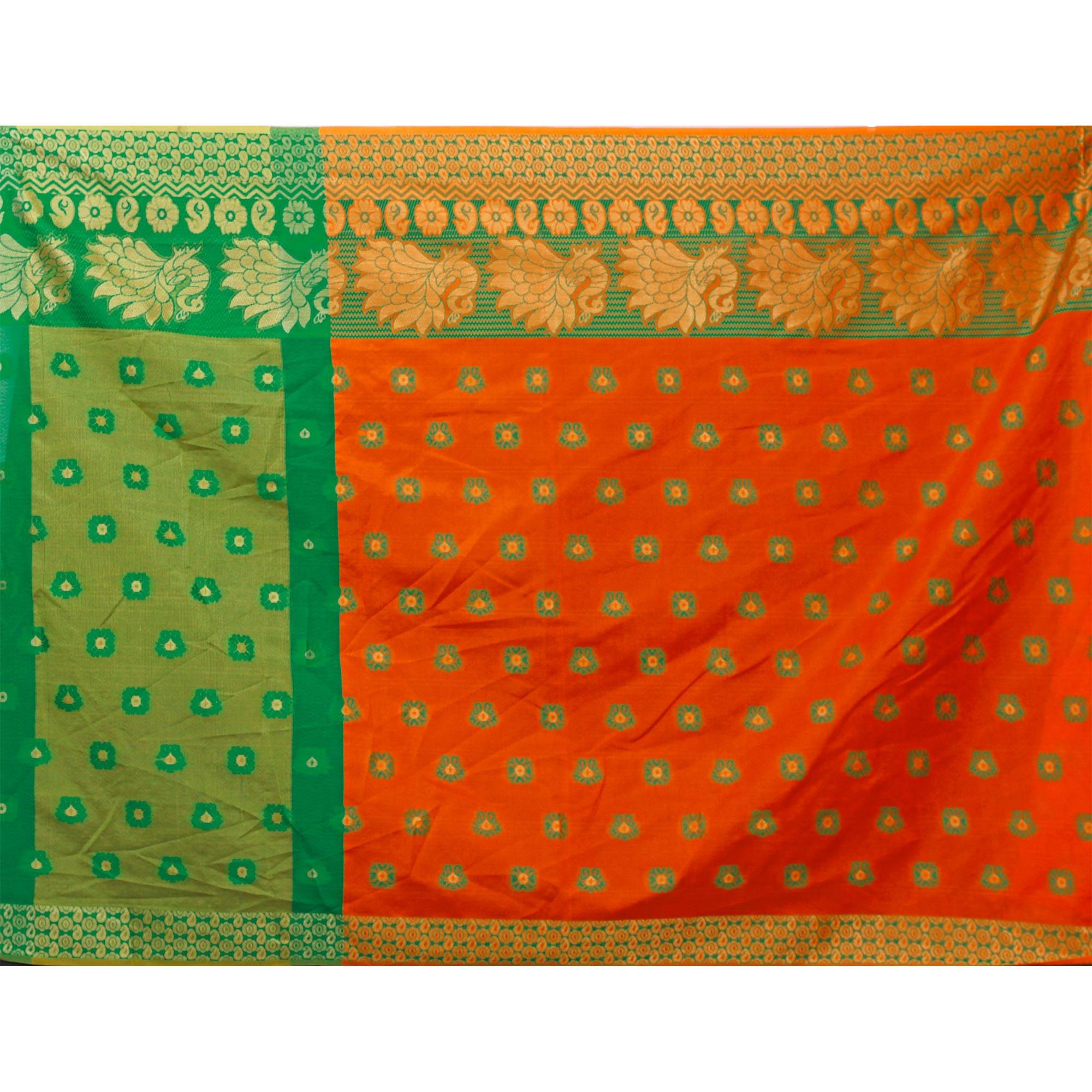 Excellent Orange Colored Festive Wear Woven Art Silk Saree - Peachmode