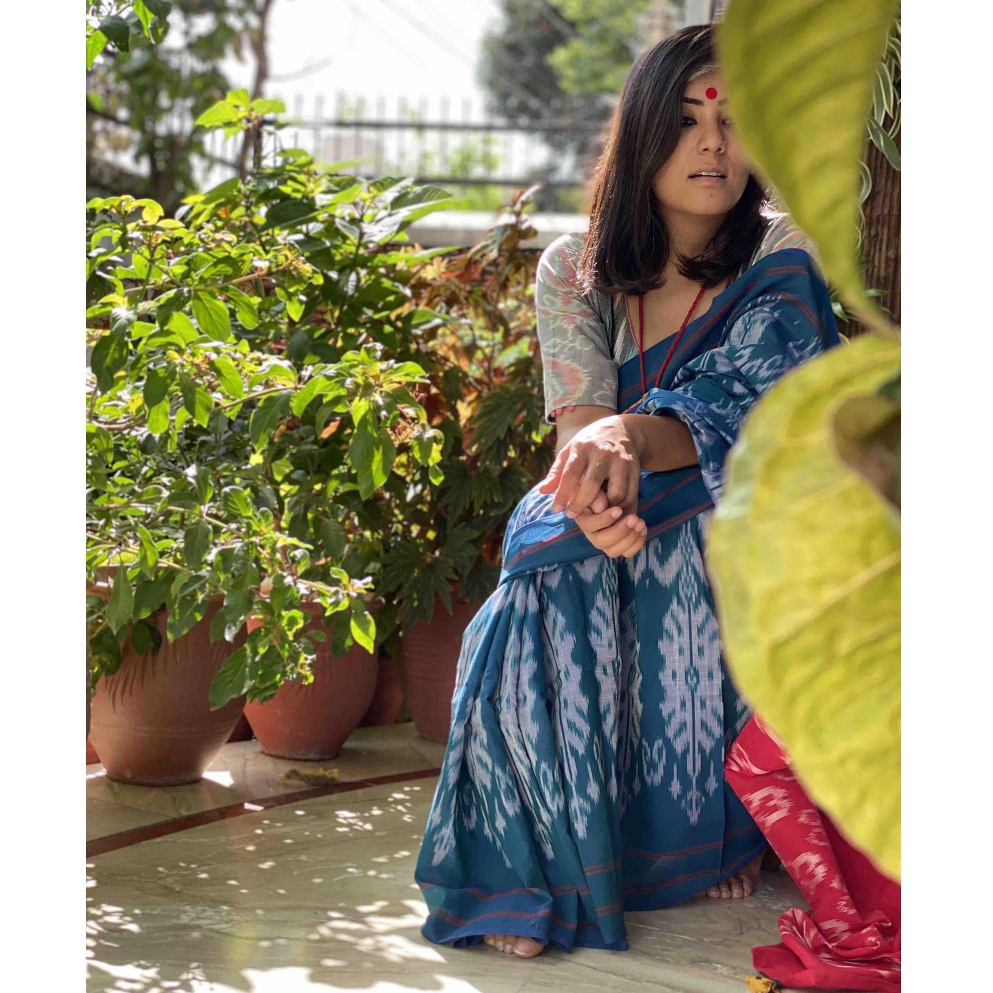 Exceptional Blue Colored Partywear Printed Silk Saree - Peachmode