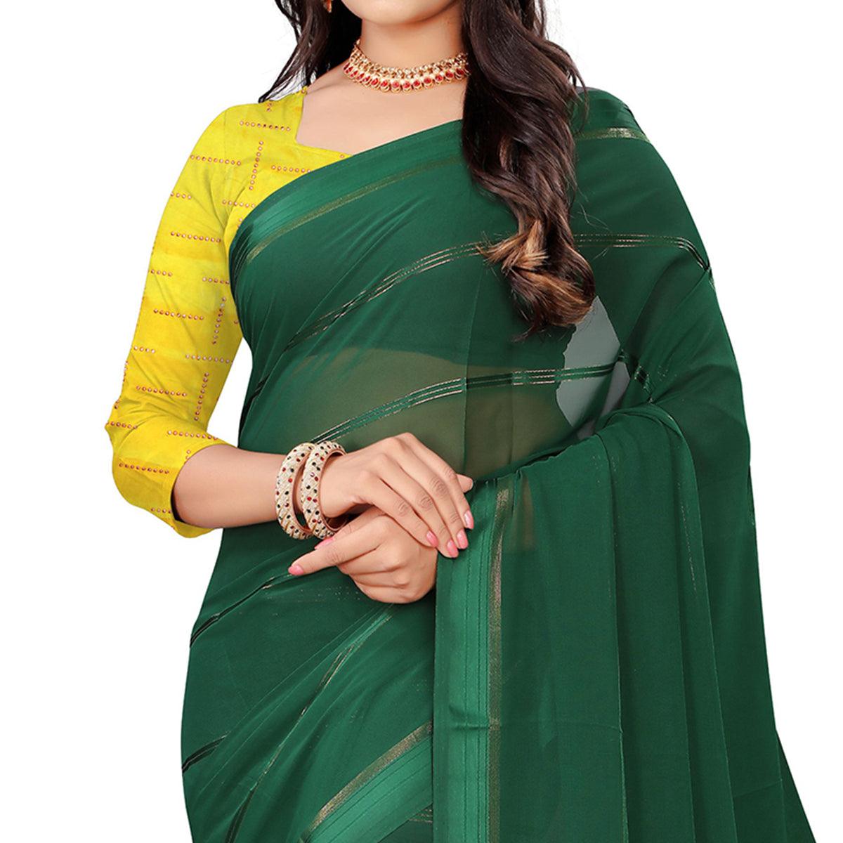 Exceptional Green Colored Casual Wear Georgette Saree - Peachmode