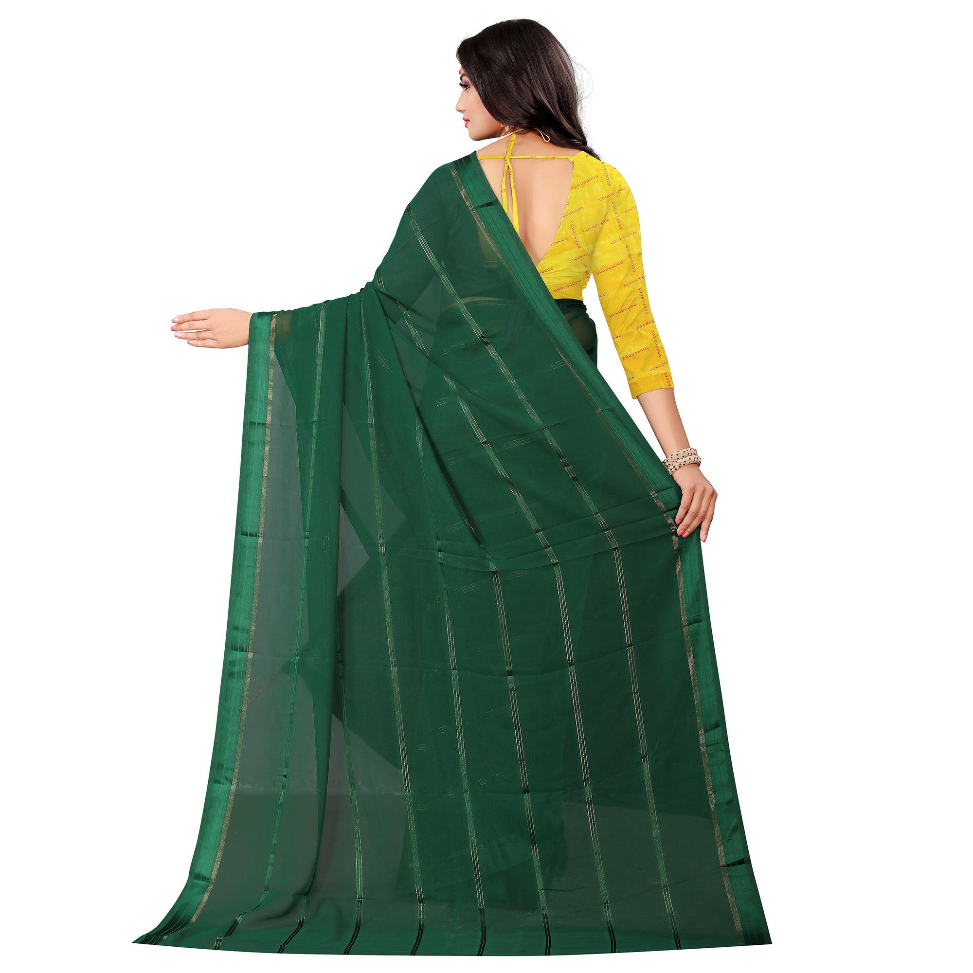 Exceptional Green Colored Casual Wear Georgette Saree - Peachmode