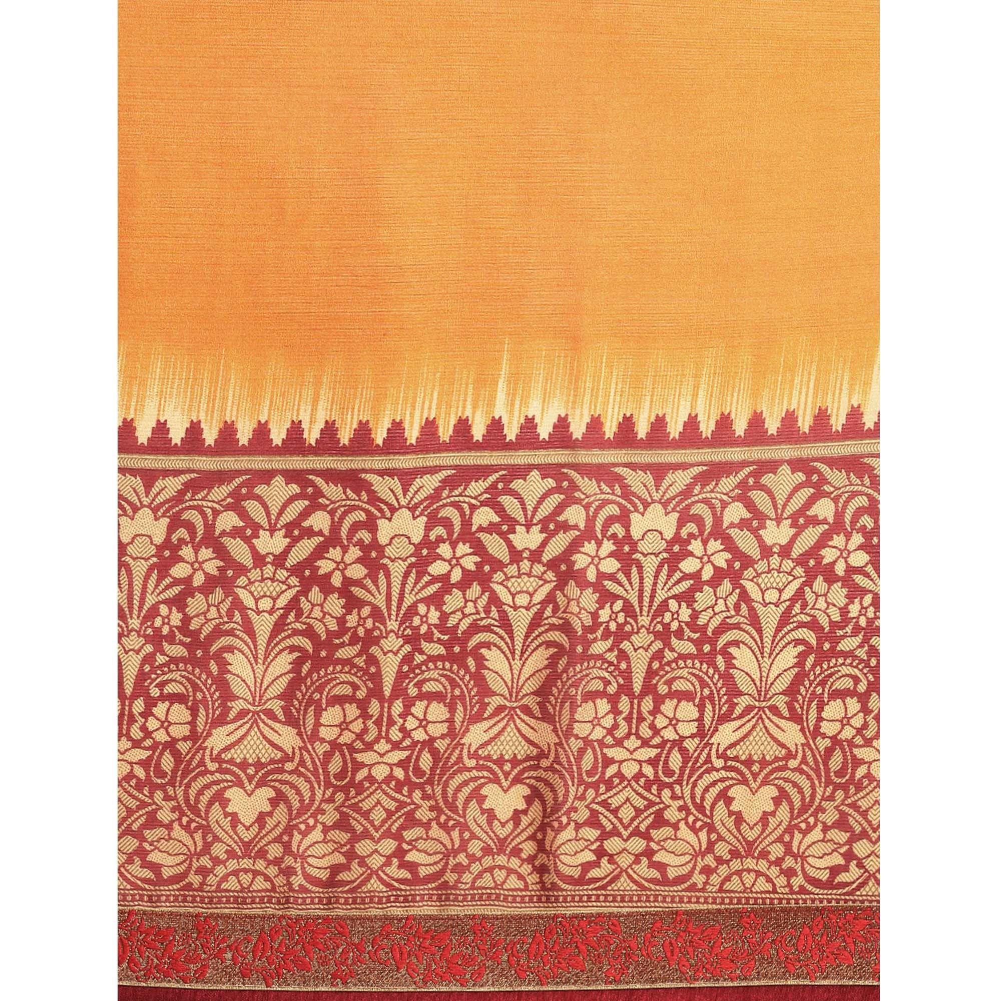 Exceptional Mustard Yellow Colored Partywear Printed Rangoli Silk Saree - Peachmode