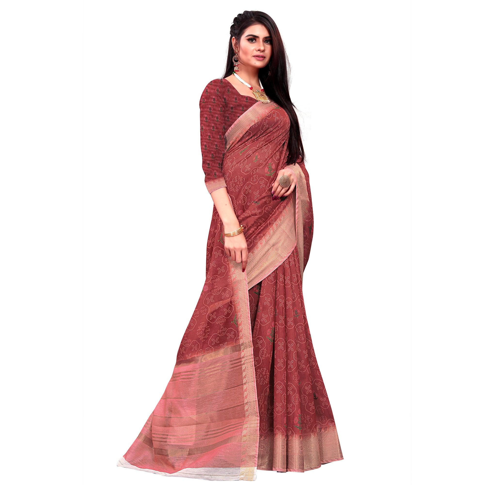 Exclusive Maroon Colored Festive Wear Woven Banarasi Silk Saree - Peachmode