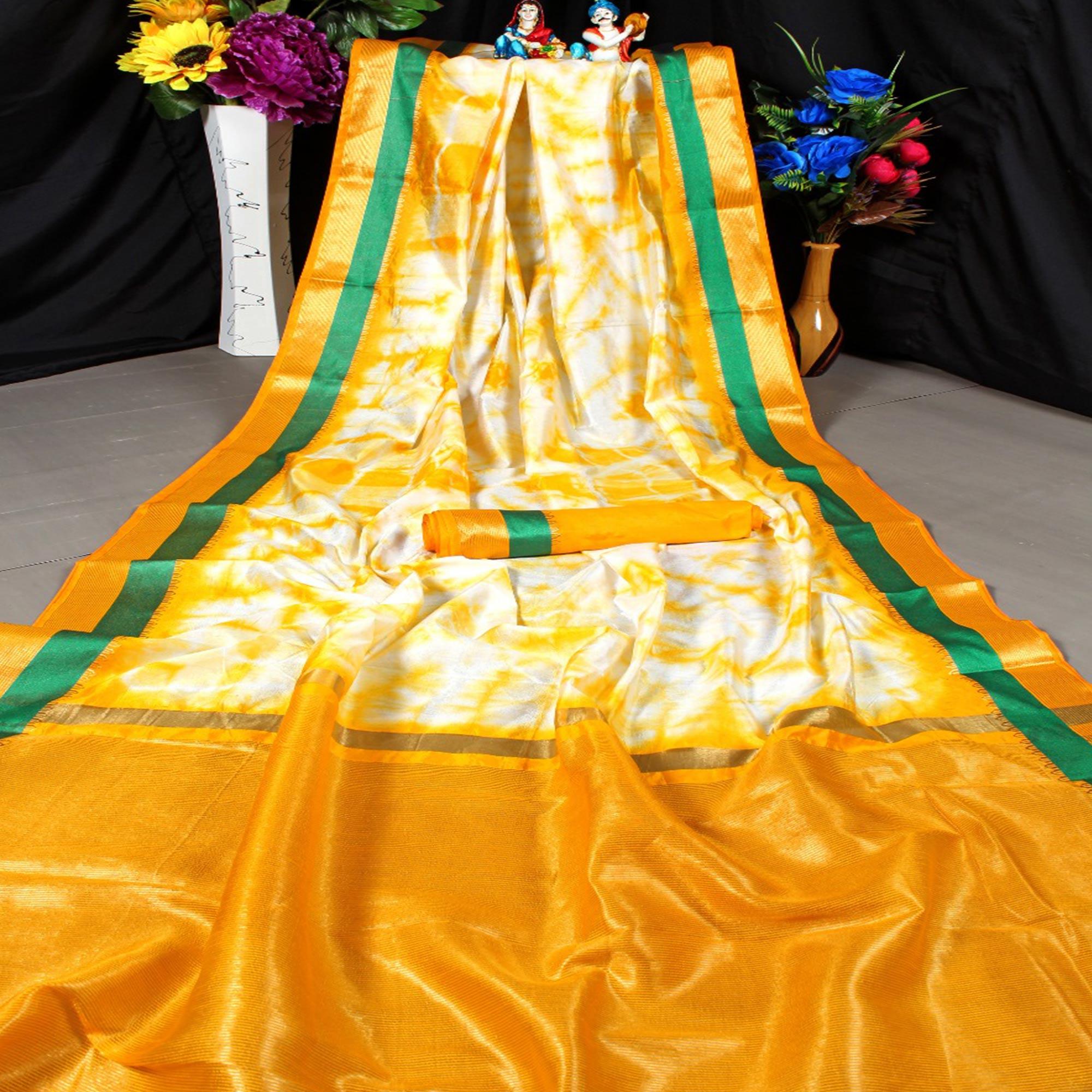 Exclusive Yellow Colored Festive Wear Woven Silk Saree - Peachmode