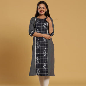 Exotic Dark Grey Colored Casual Wear Printed Cotton Kurti - Peachmode