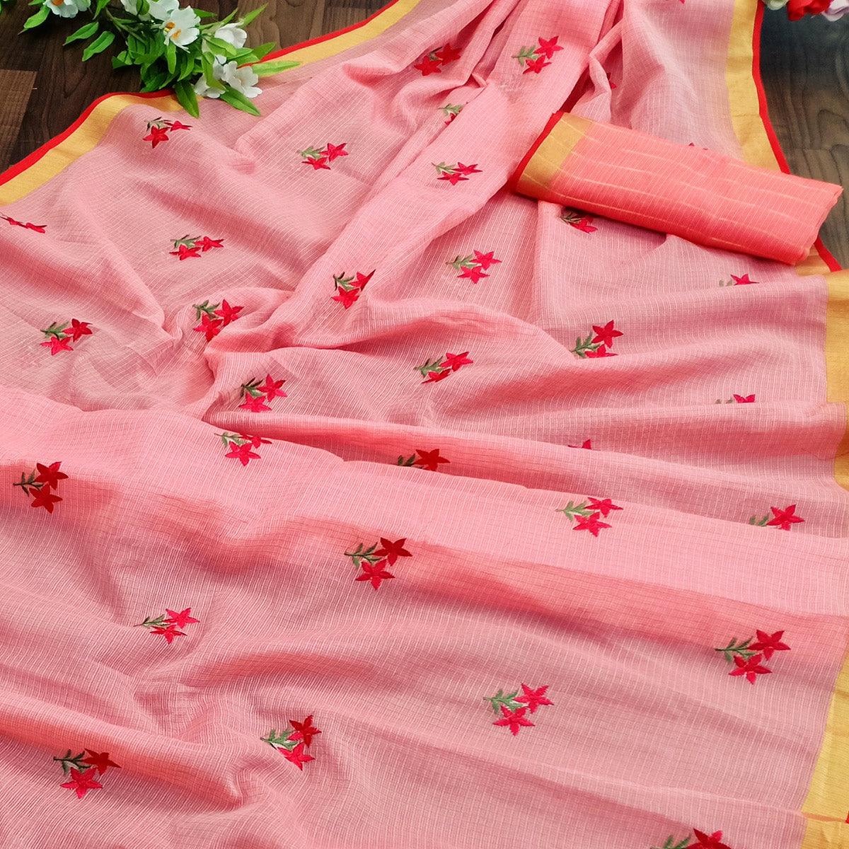 Exotic Gajari Colored Festive Wear Woven Silk Saree - Peachmode