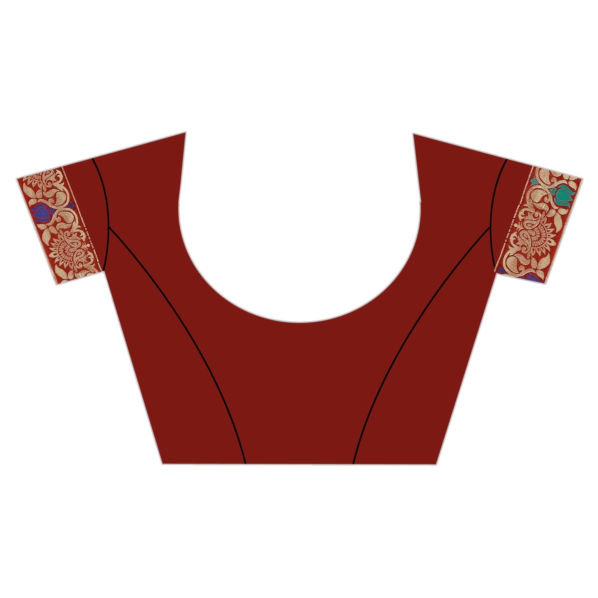 Exotic Red Colored Festive Wear Woven Work Banarasi Silk Saree - Peachmode