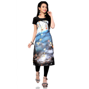 Eye-Catching Multi Colored Casual Printed Crepe Kurti - Peachmode