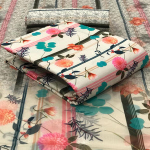 Eye-catching Offwhite Colored Casual Wear Printed Pashmina Dress Material - Peachmode