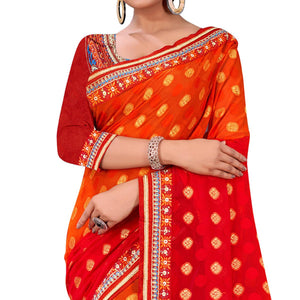 Eye-catching Red Colored Party Wear Georgette Saree - Peachmode