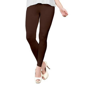 Fantastic Coffee Brown Colored Casual Wear Ankle Length Leggings - Peachmode