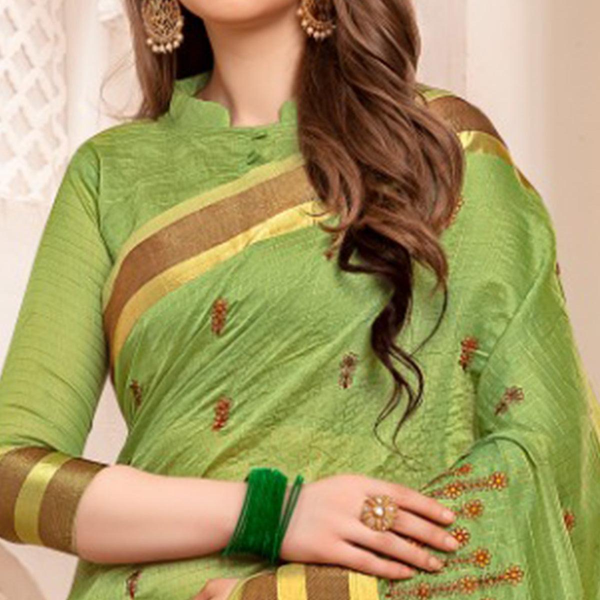 Fantastic Green Colored Festive Printed Art Silk Saree - Peachmode