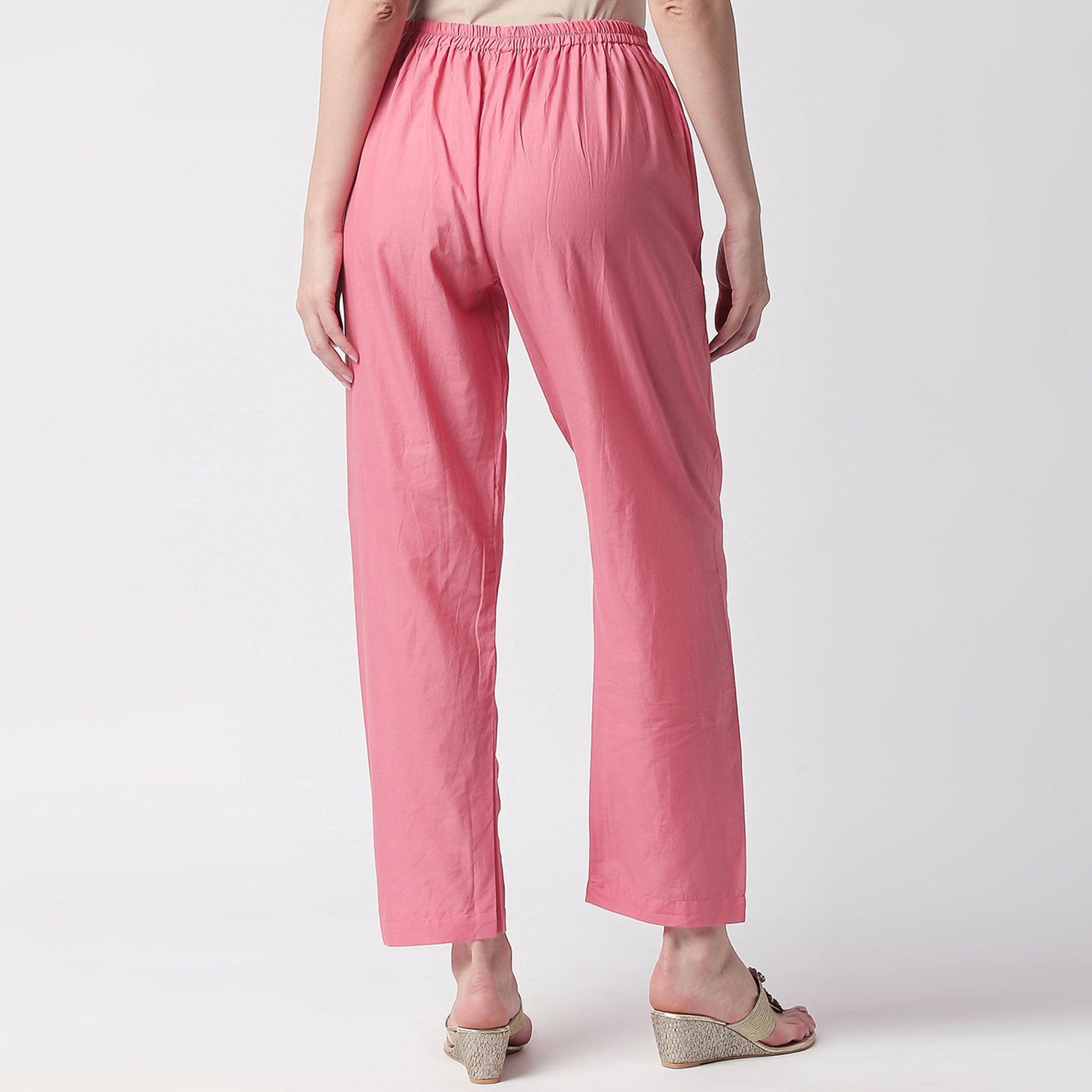Fantastic Pink Colored Casual Embroidery Silk Suit - Peachmode