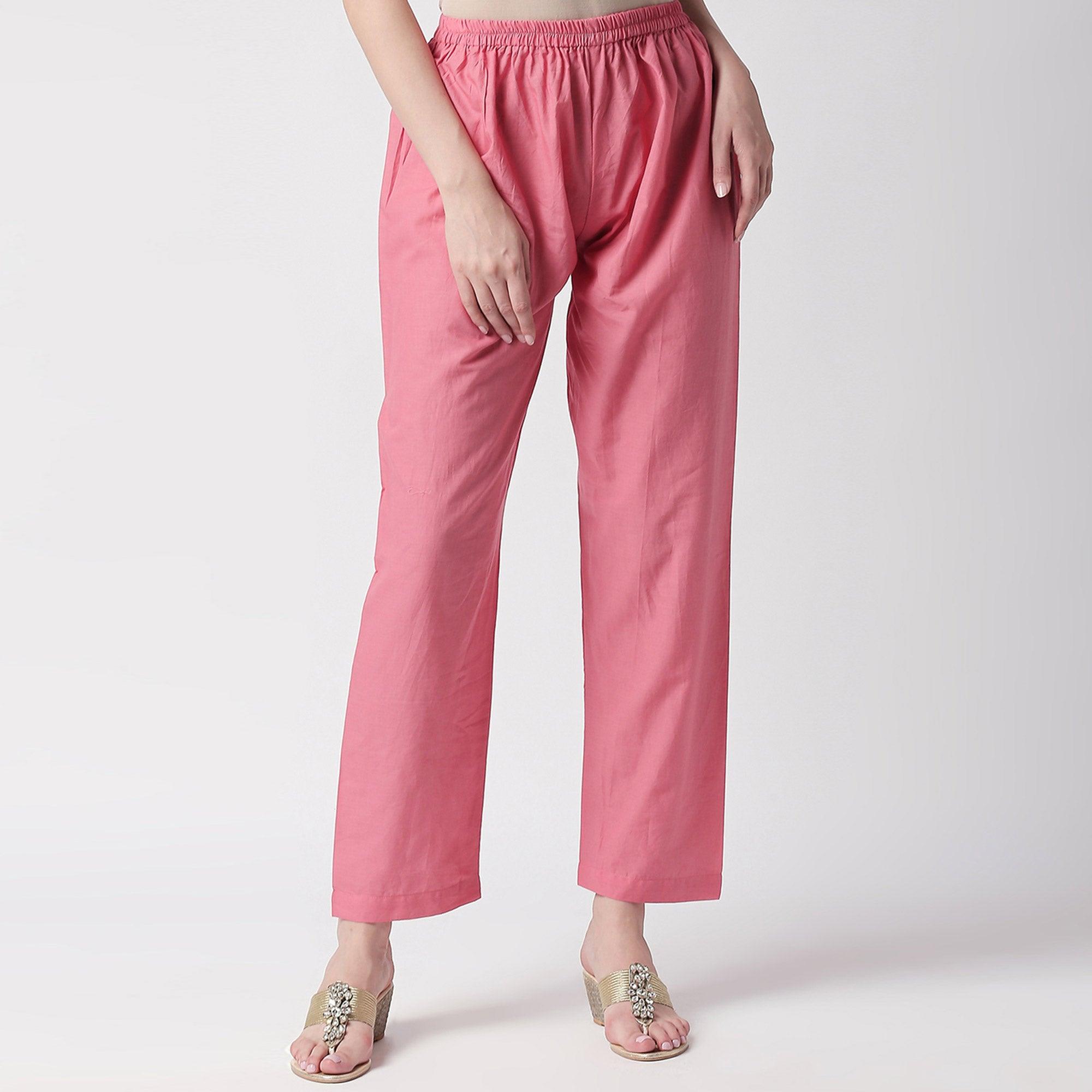 Fantastic Pink Colored Casual Embroidery Silk Suit - Peachmode