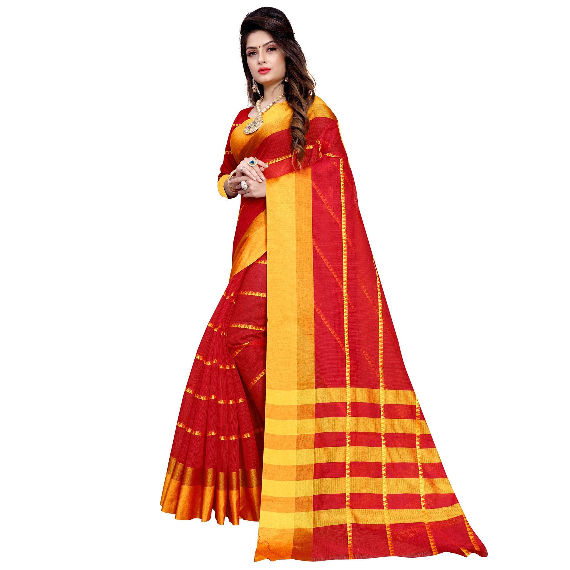 Fantastic Red Colored Festive Wear Manipuri Silk Saree - Peachmode