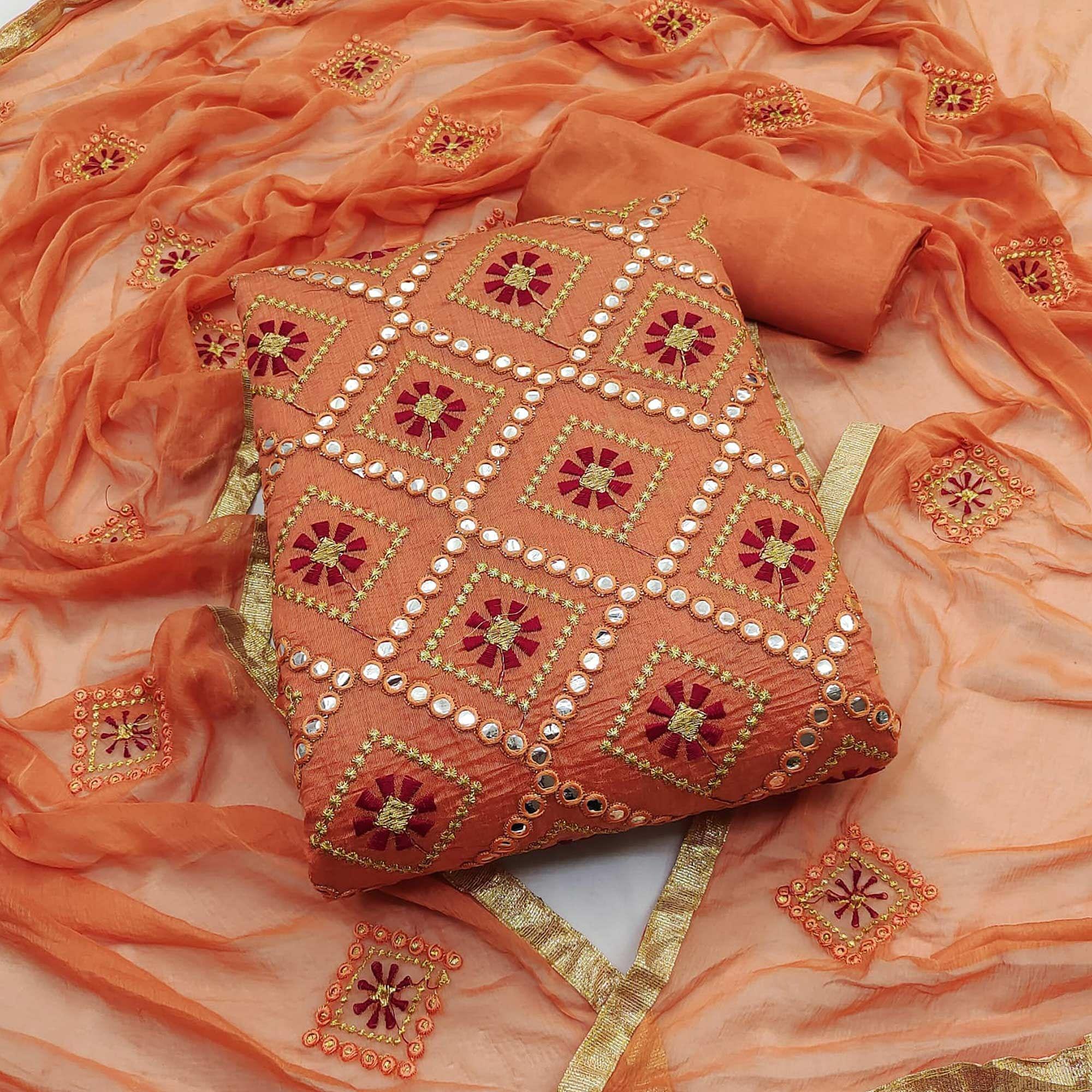 Fenta Embroidered Modal Dress Material - Peachmode