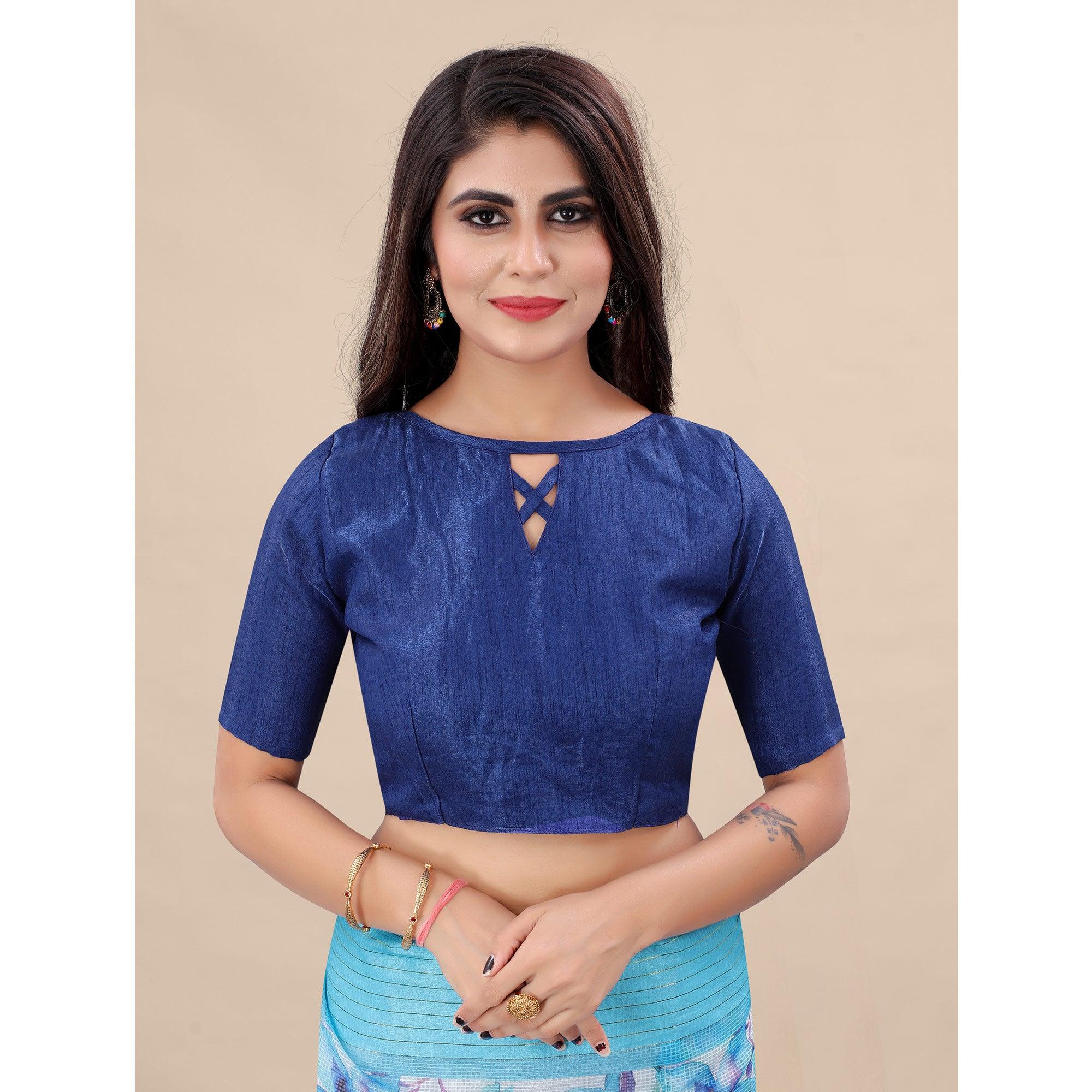 Feorzi Casual Wear Floral Digital Printed Silk Saree With Woven Border - Peachmode