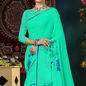 Ferozi Casual Wear Floral Digital Printed Georgette Saree - Peachmode