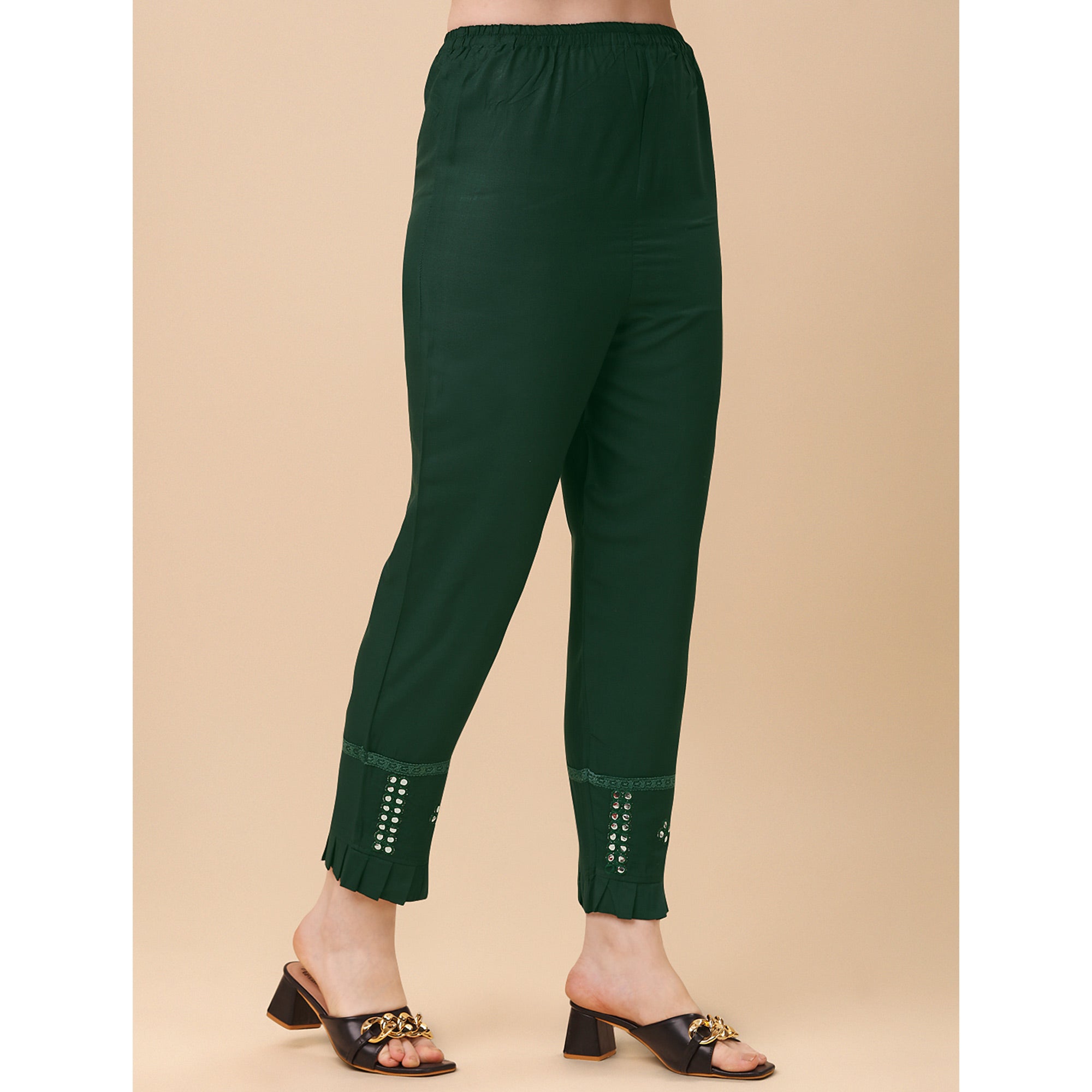 Green Embroidered Rayon Salwar Suit