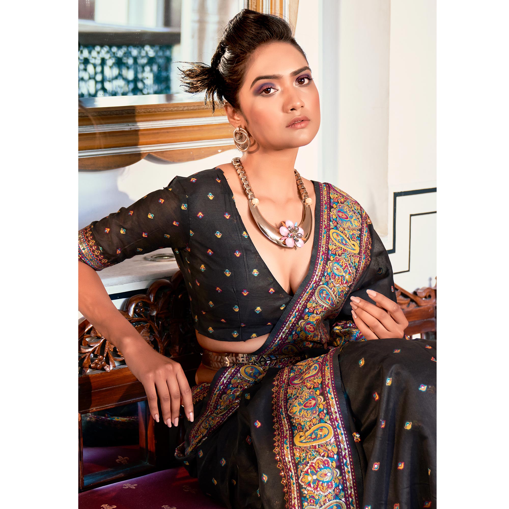 Black Woven Modal Saree