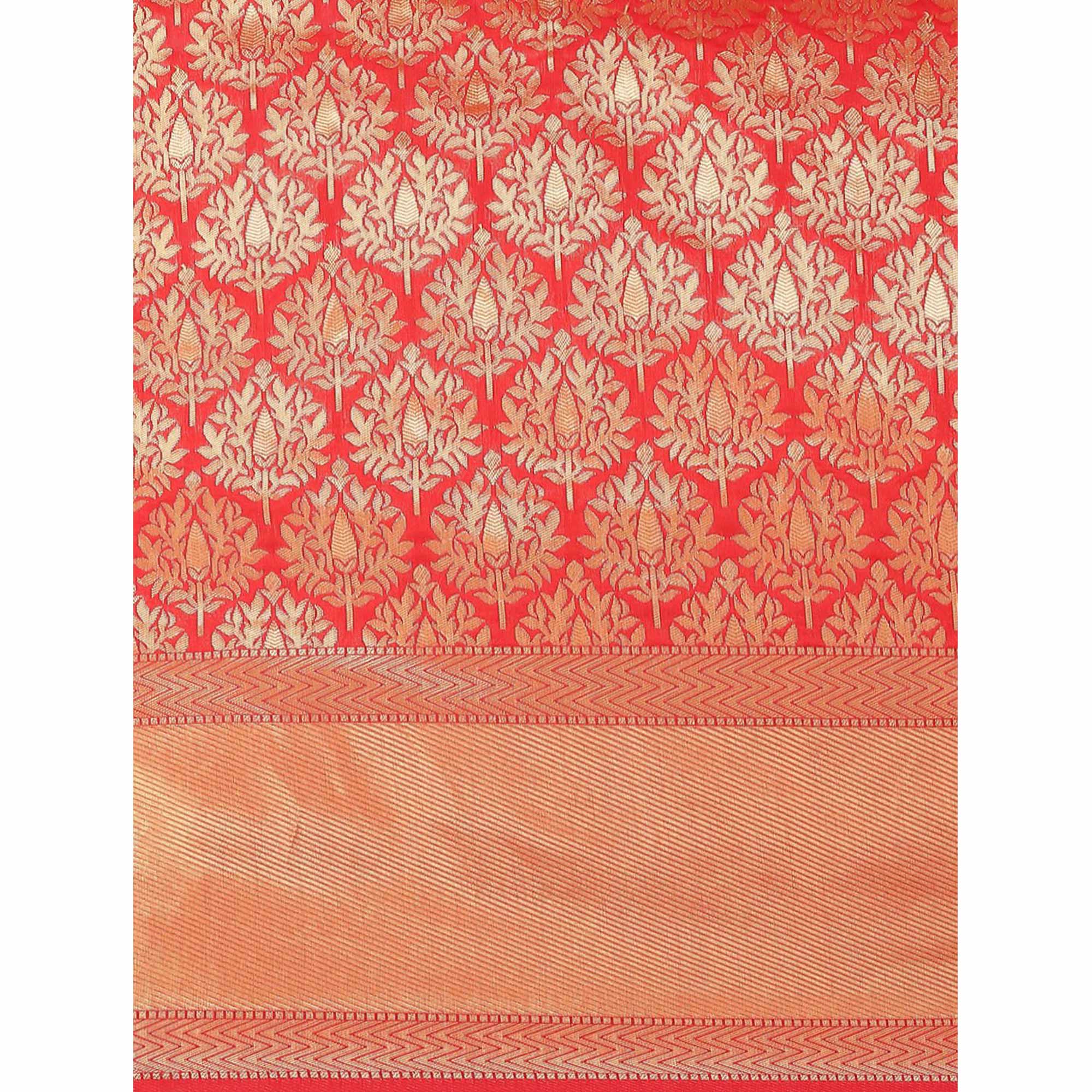 Red Woven Banarasi Silk Saree