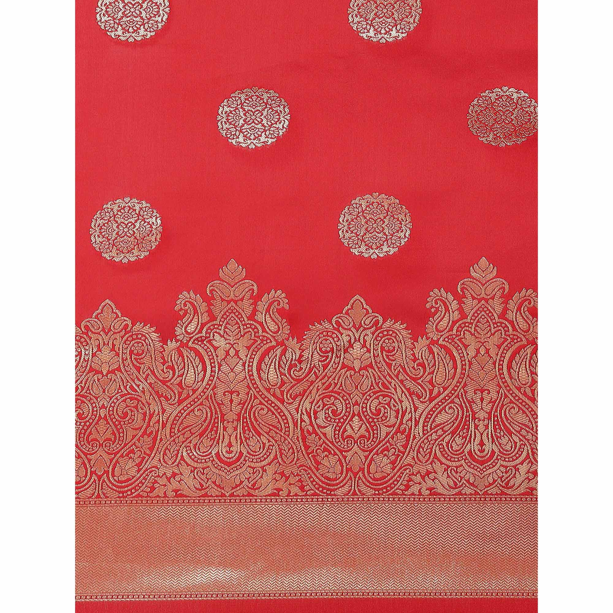 Red Woven Banarasi Silk Saree