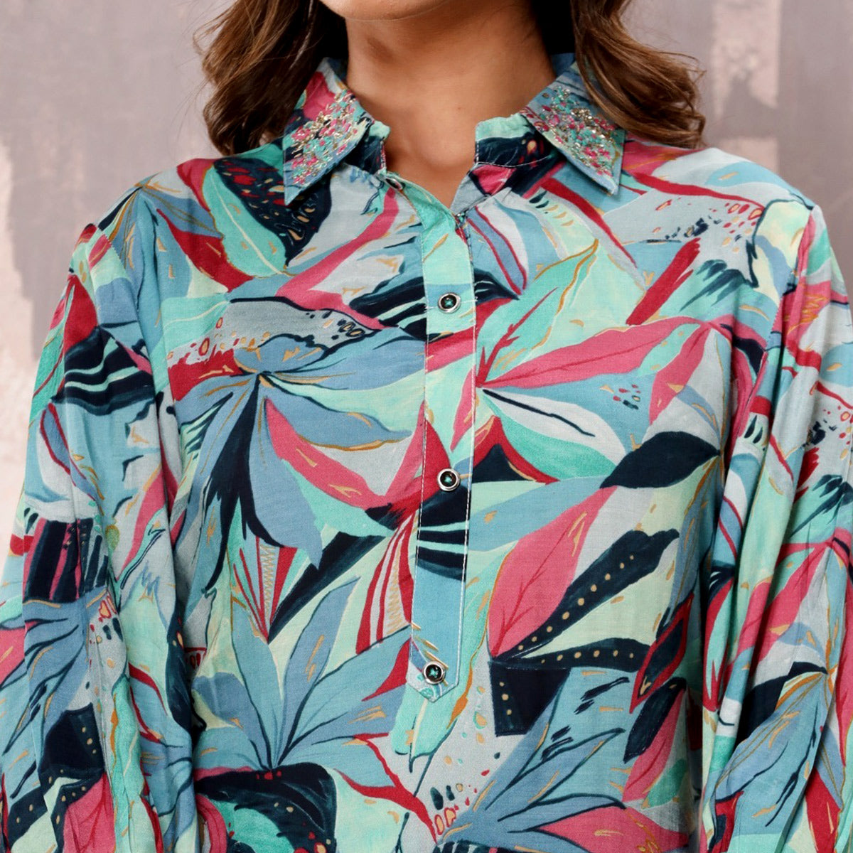 Multicolor Floral Printed Muslin Co Ord Set