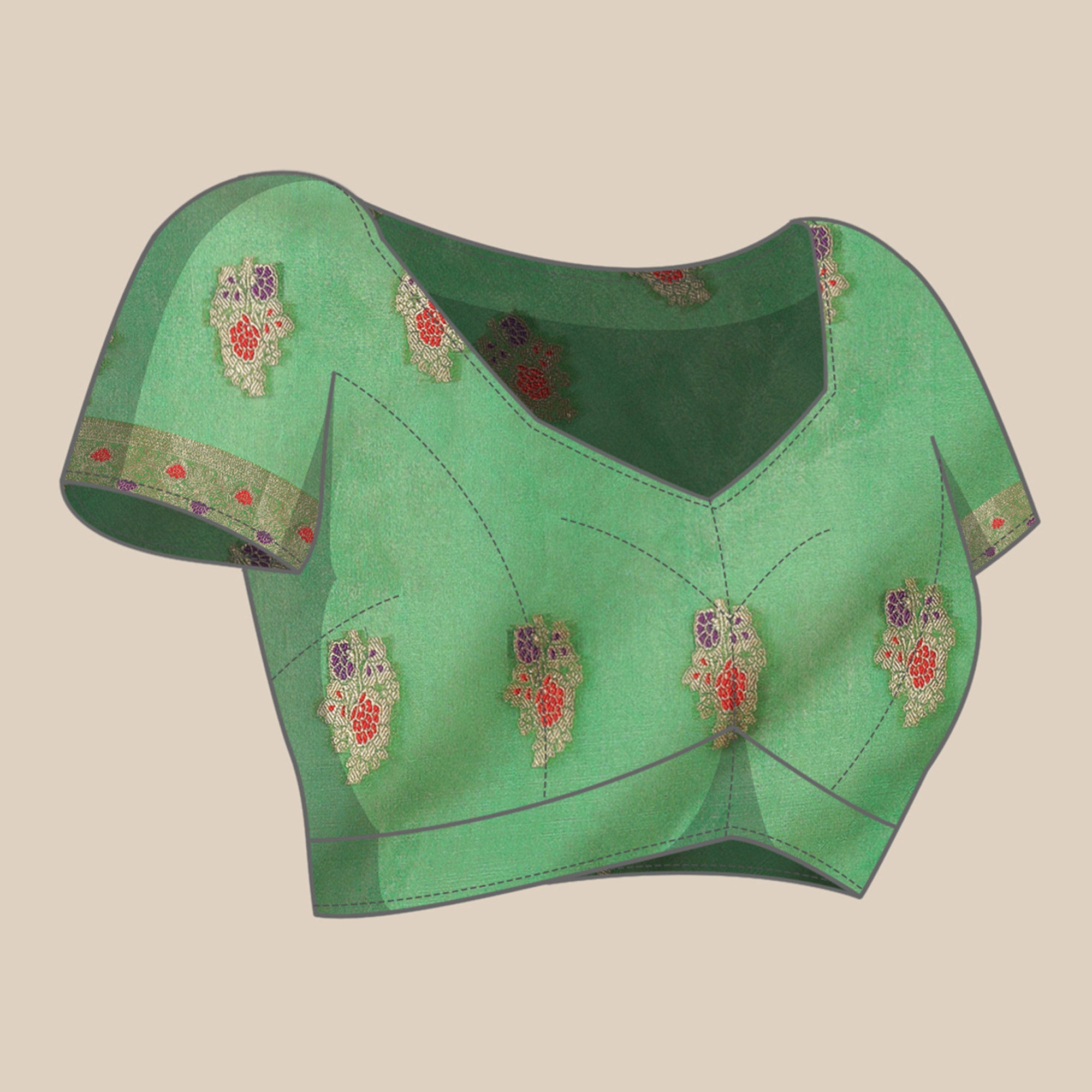 Rani Pink Woven Organza Saree
