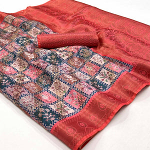 Multicolor Digital Printed Cotton Silk Saree