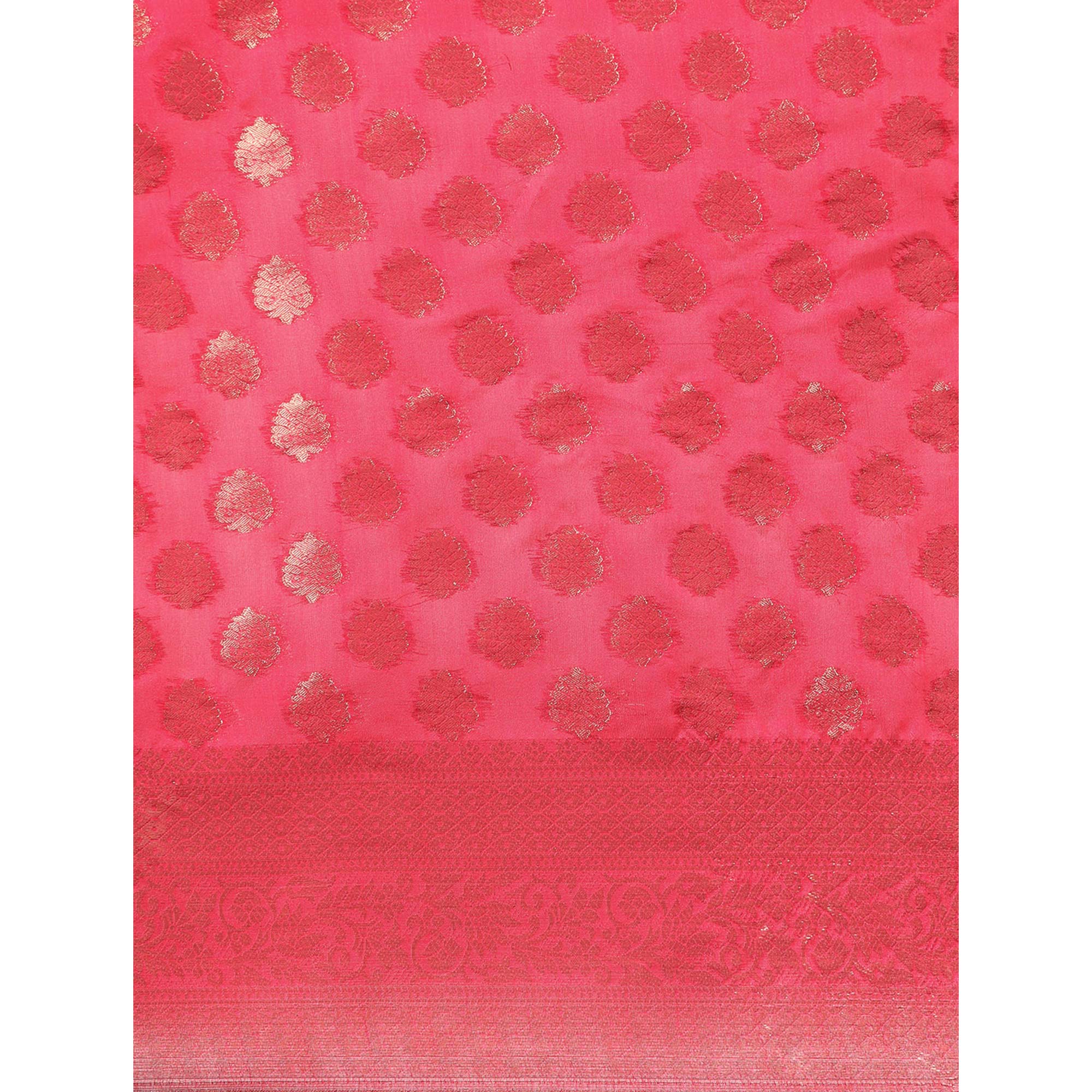 Rani Pink Woven Organza Silk Saree With Tassels