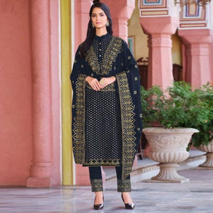 Blue Embroidered Georgette Salwar Suit