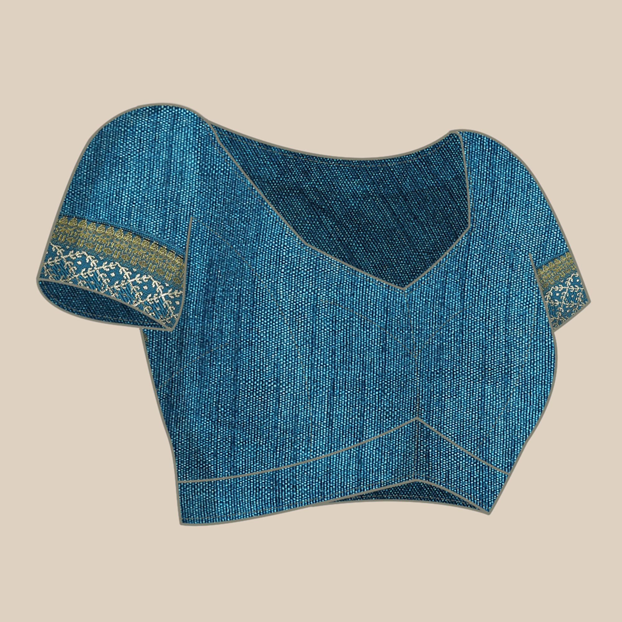 Blue Floral Foil Printed Zomato Saree