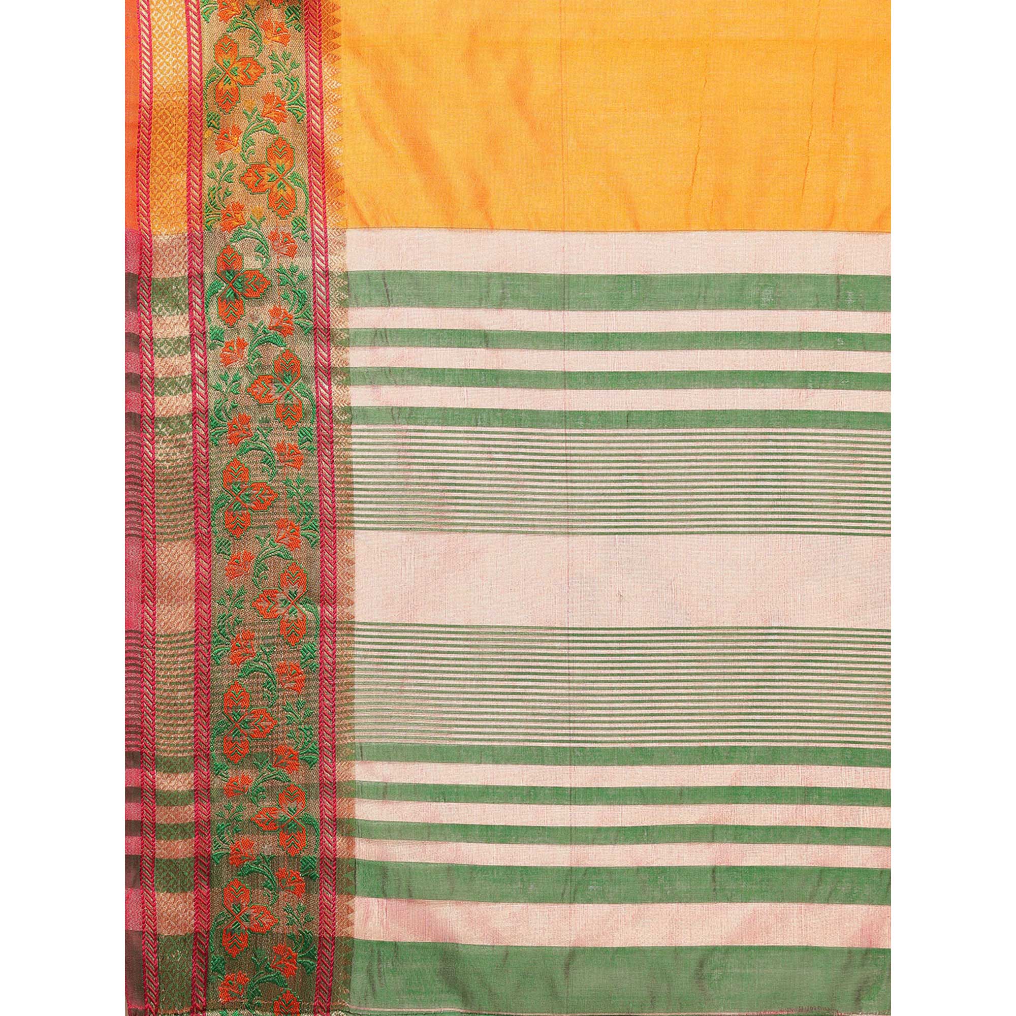 Yellow Woven Cotton Silk Saree
