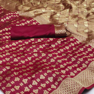 Maroon Woven Banarasi Silk Saree