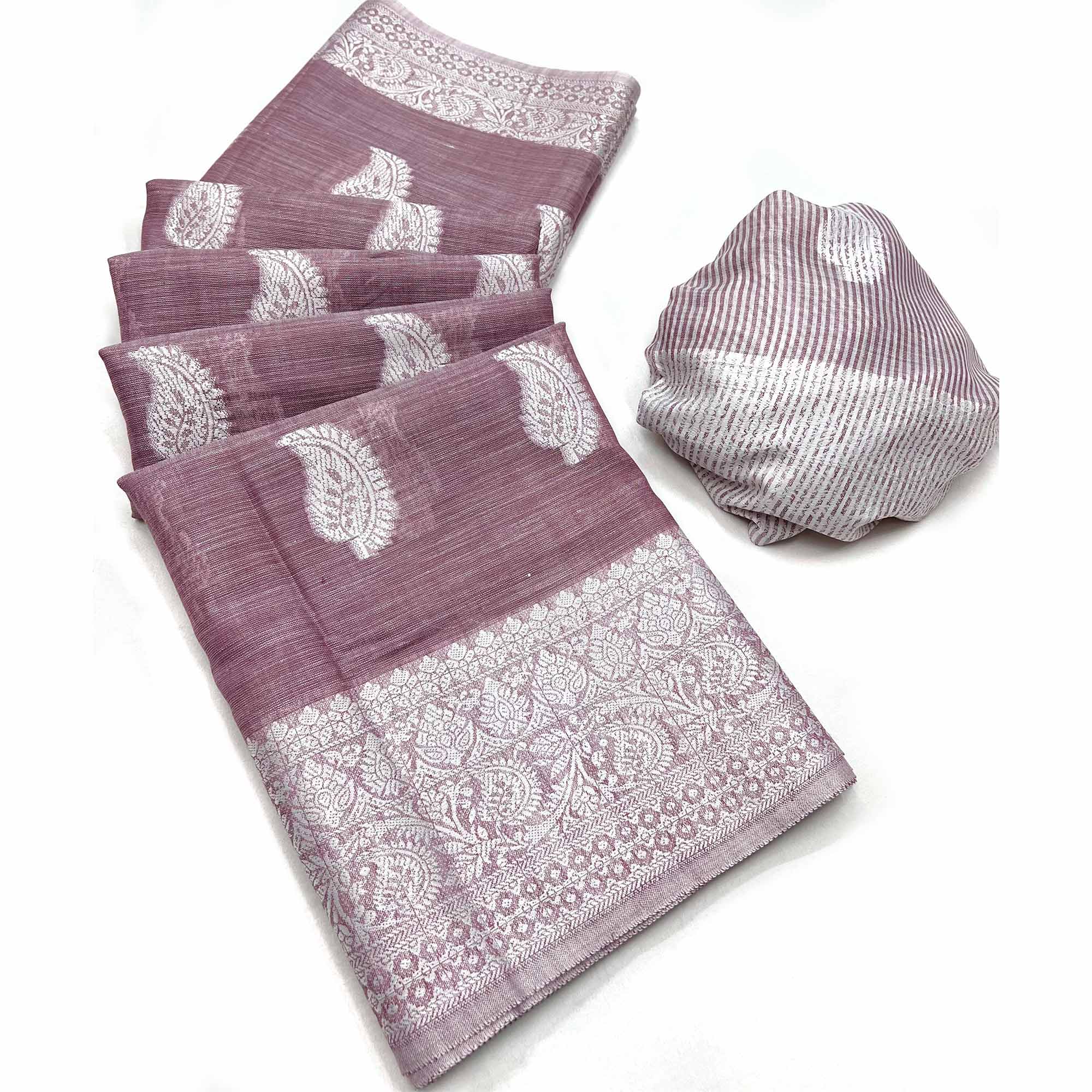 Purple Woven Linen Saree