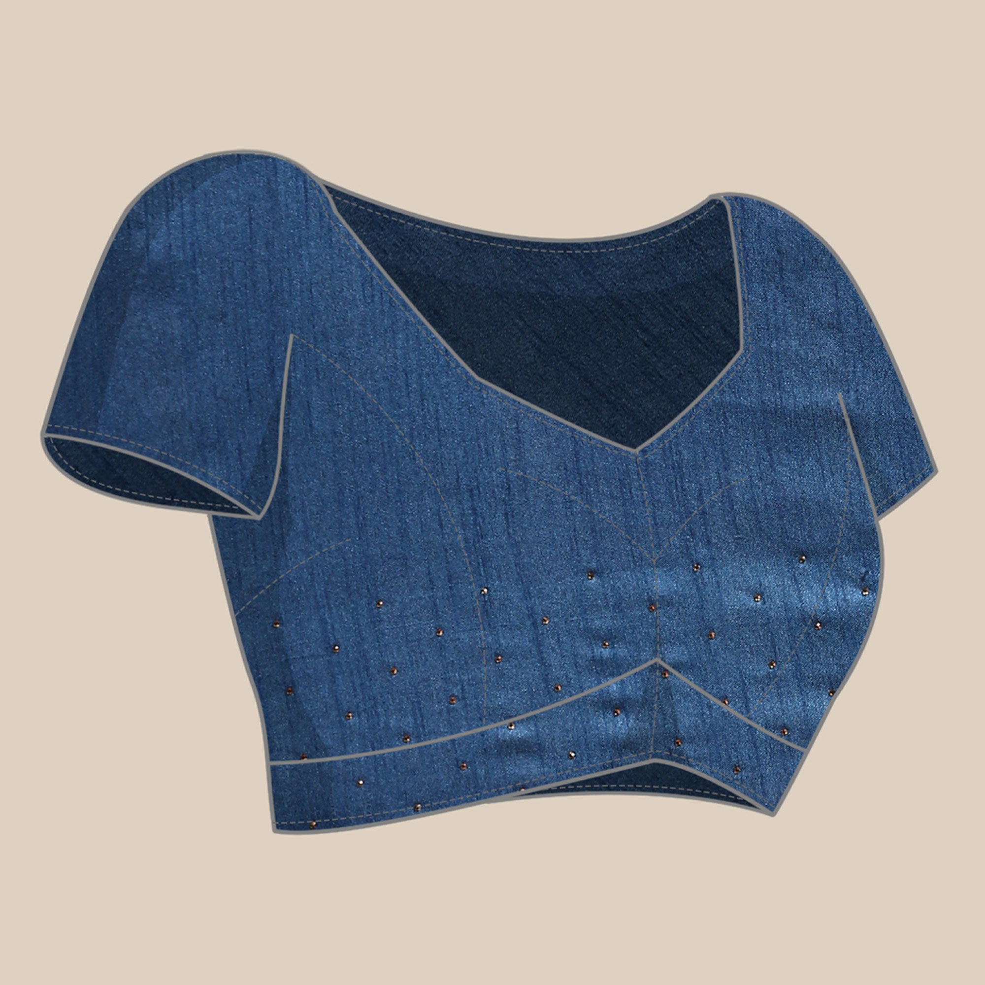 Blue Embroidered With Swarovski Work Viscose Saree