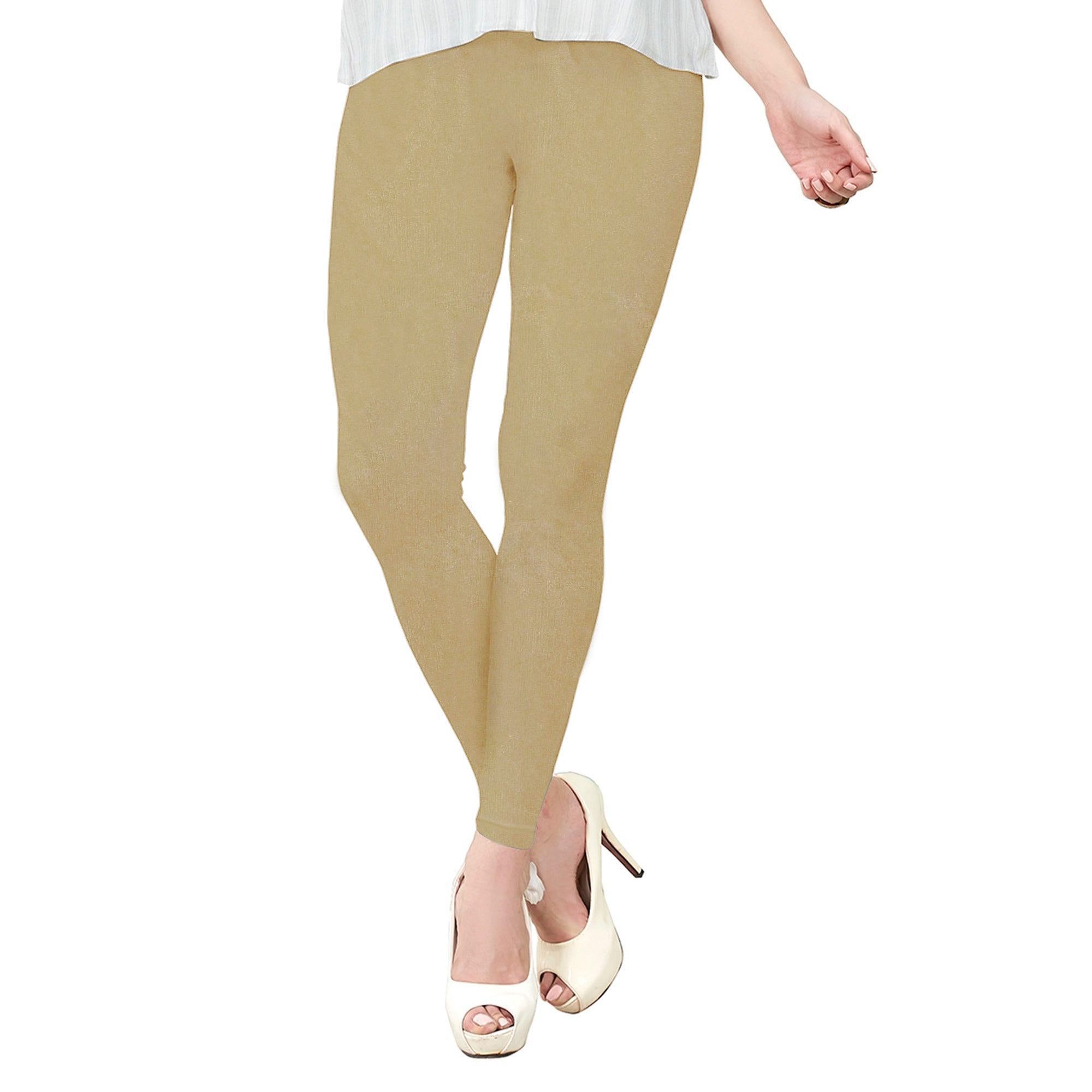 Light Golden Pure Cotton Ankle Length Leggings