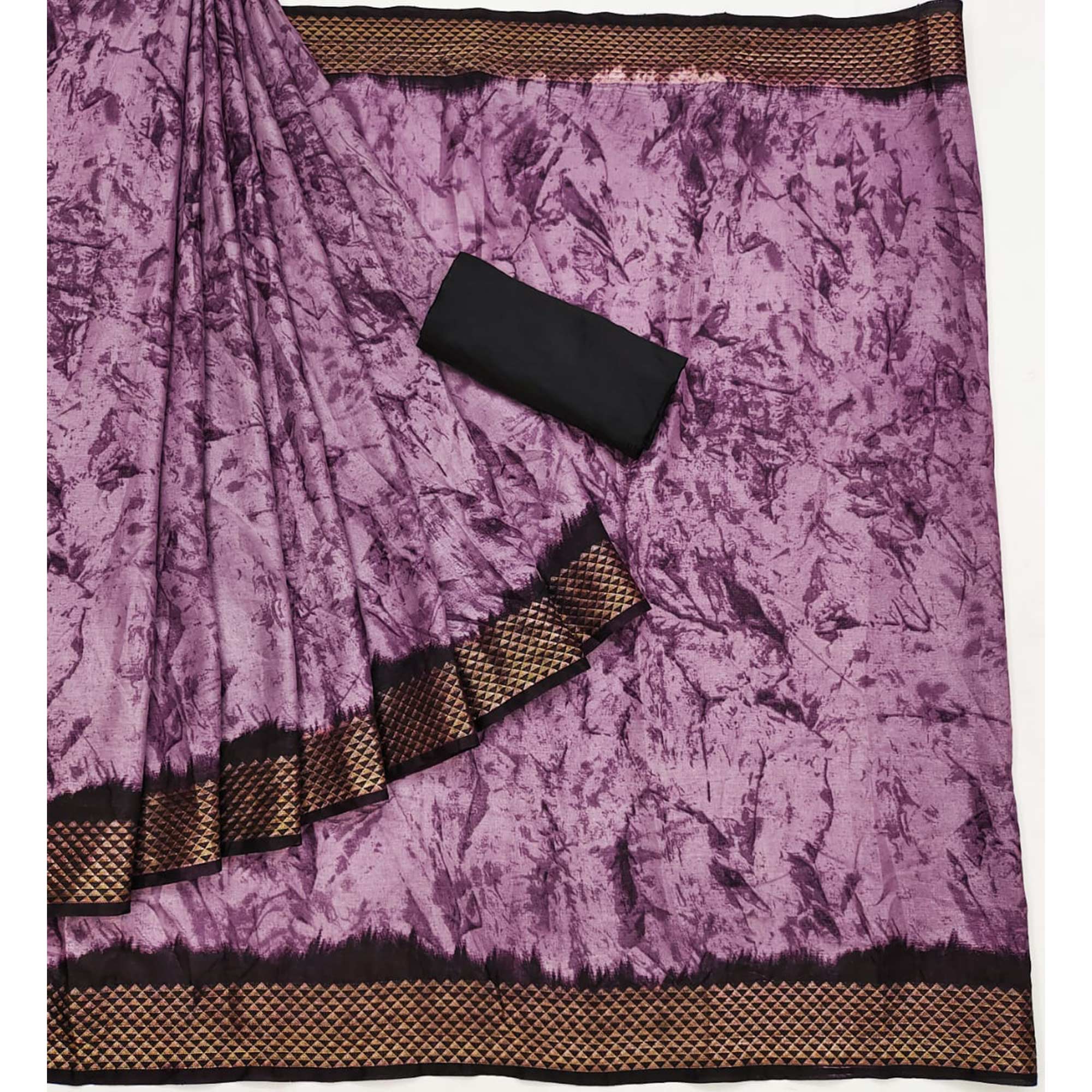 Purple Printed Art Silk Saree