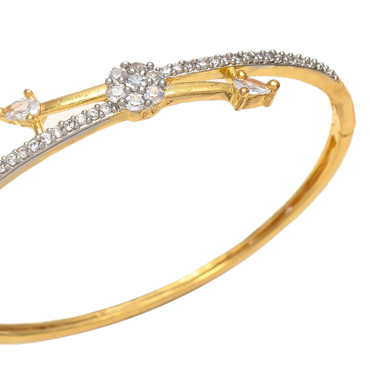 Gold Polish American Diamond Sleek Bracelet