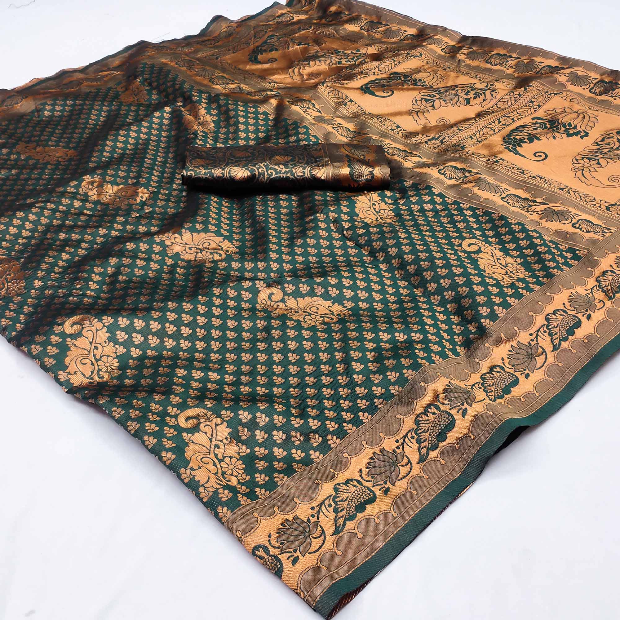 Green Woven Banarasi Silk Saree