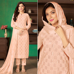 Peach Sequins Embroidered Georgette Suit