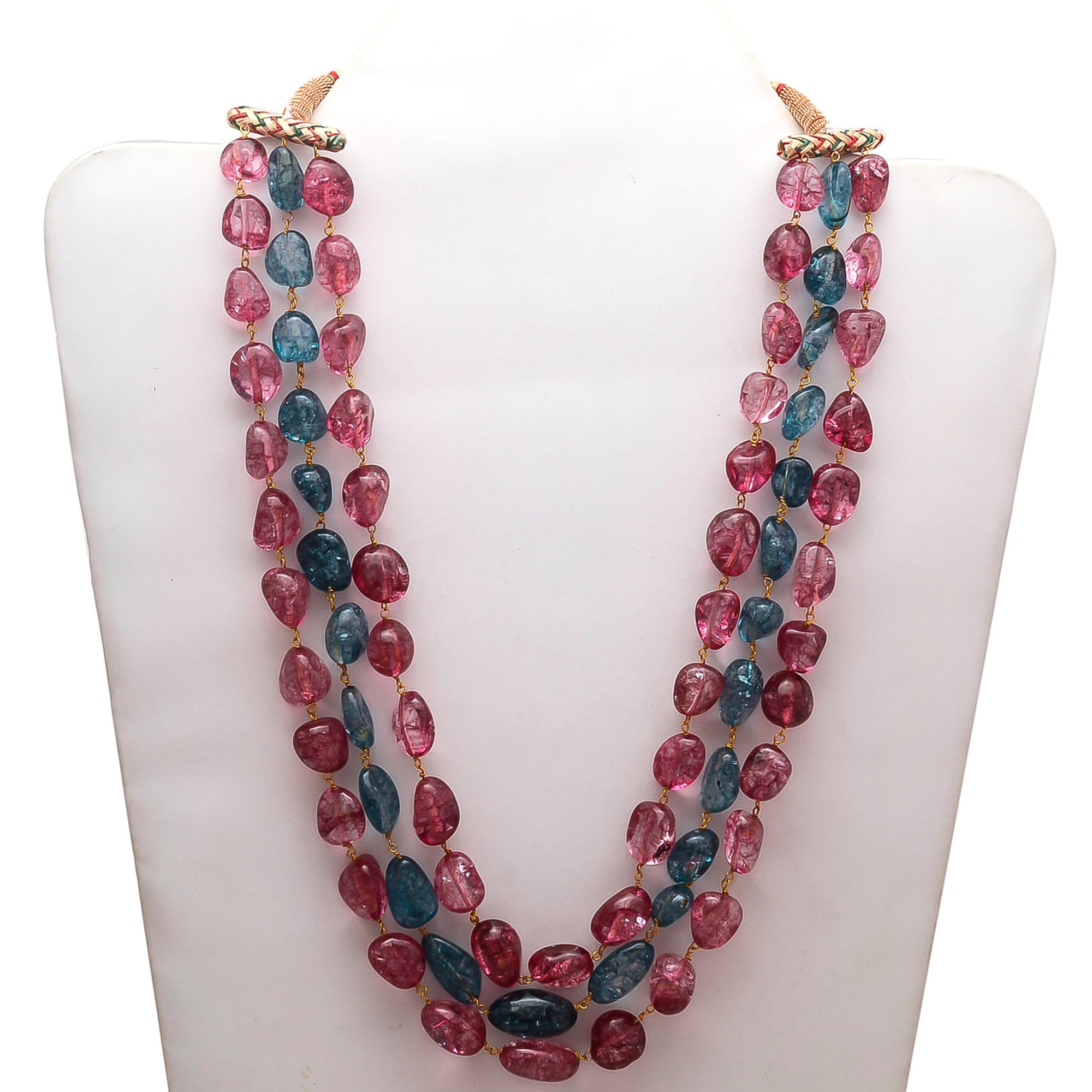 Red And Blue Un-Shaped Stones Mala