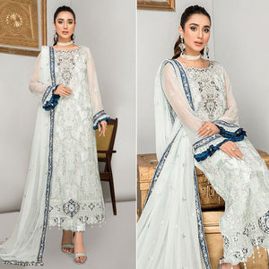 Sky Blue Embroidered Georgette Pakistani Suit
