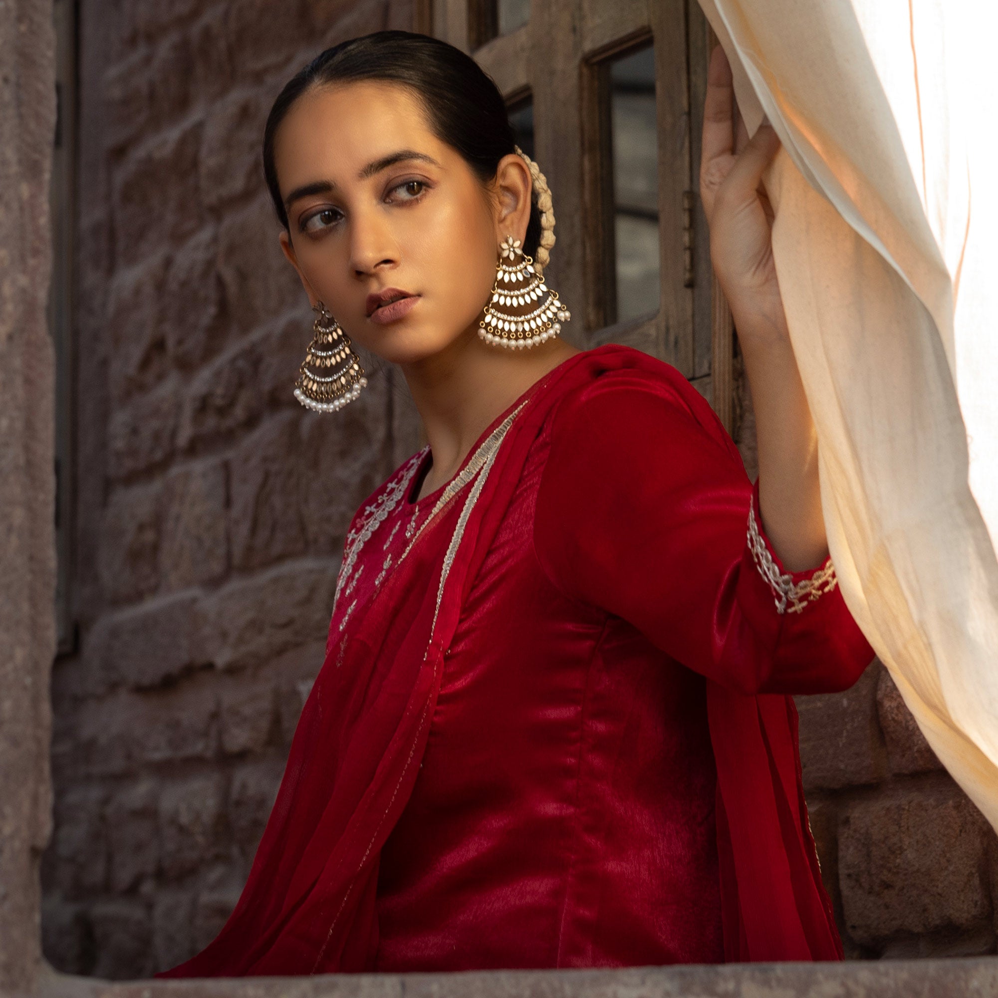 Pink Embroidered Velvet Salwar Suit