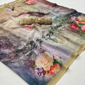 Chikoo Digital Printed Georgette Saree