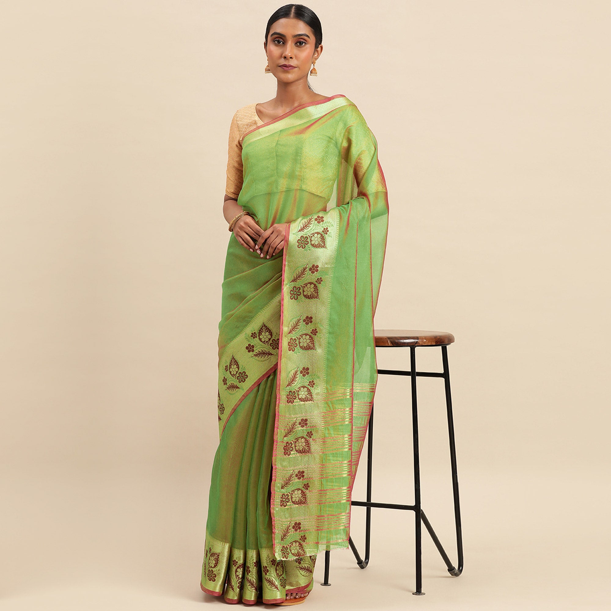 Mehendi Woven Cotton Silk Saree