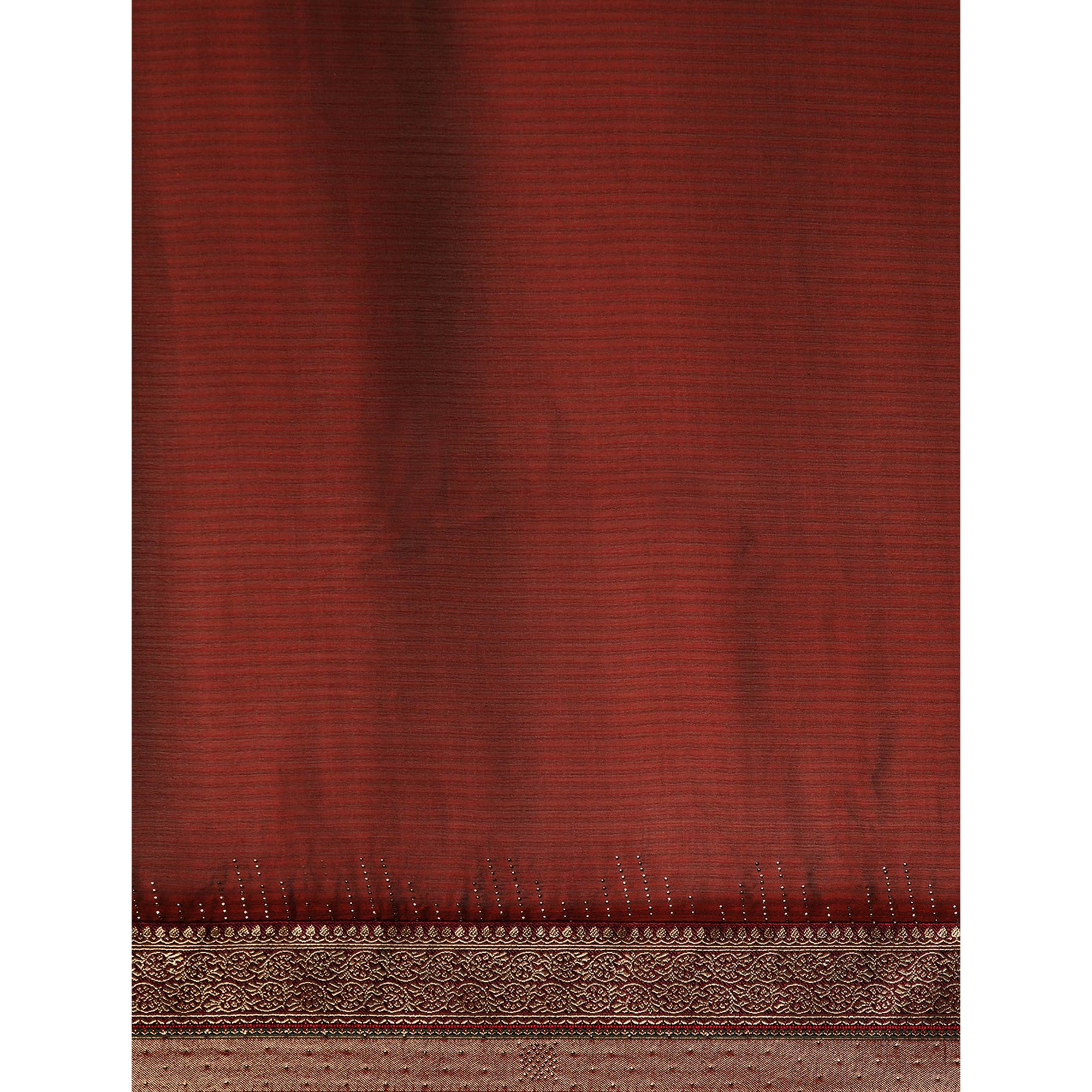 Rust Swarovski With Fancy Border Satin Silk Saree