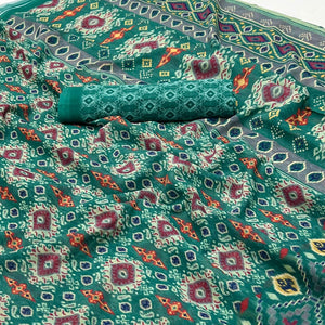 Rama Green Digital Printed Georgette Saree