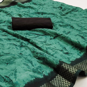 Turquoise Printed Art Silk Saree